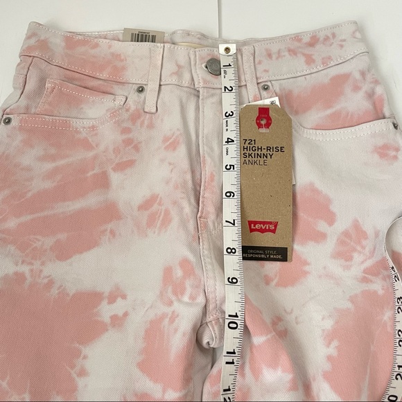 NWT Levi’s 721 High Rise Skinny Ankle Pink Tie Dye Jeans Size 27 - Picture 12 of 14